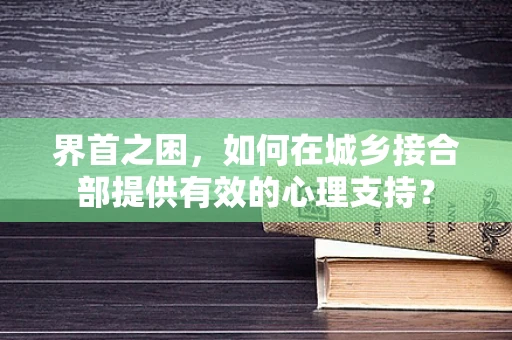 界首之困，如何在城乡接合部提供有效的心理支持？