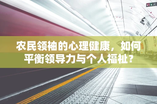 农民领袖的心理健康，如何平衡领导力与个人福祉？