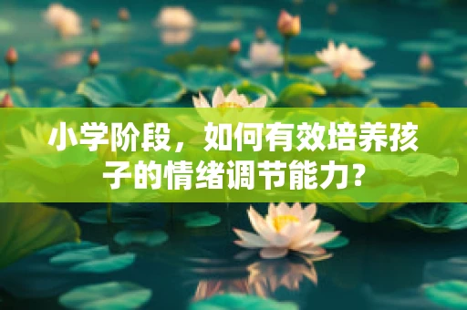 小学阶段，如何有效培养孩子的情绪调节能力？