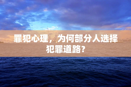 罪犯心理，为何部分人选择犯罪道路？