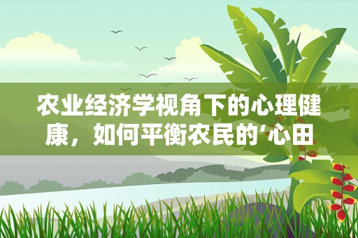农业经济学视角下的心理健康，如何平衡农民的‘心田’与‘田地’？