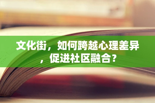 文化街，如何跨越心理差异，促进社区融合？