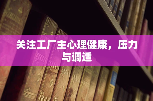 关注工厂主心理健康，压力与调适