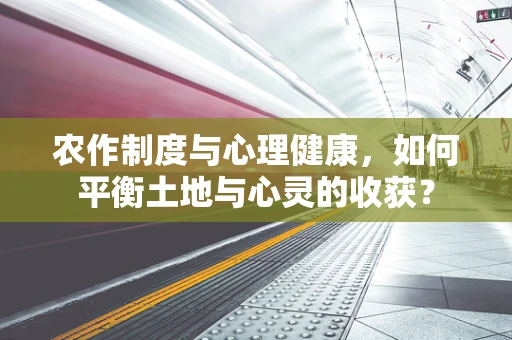 农作制度与心理健康，如何平衡土地与心灵的收获？