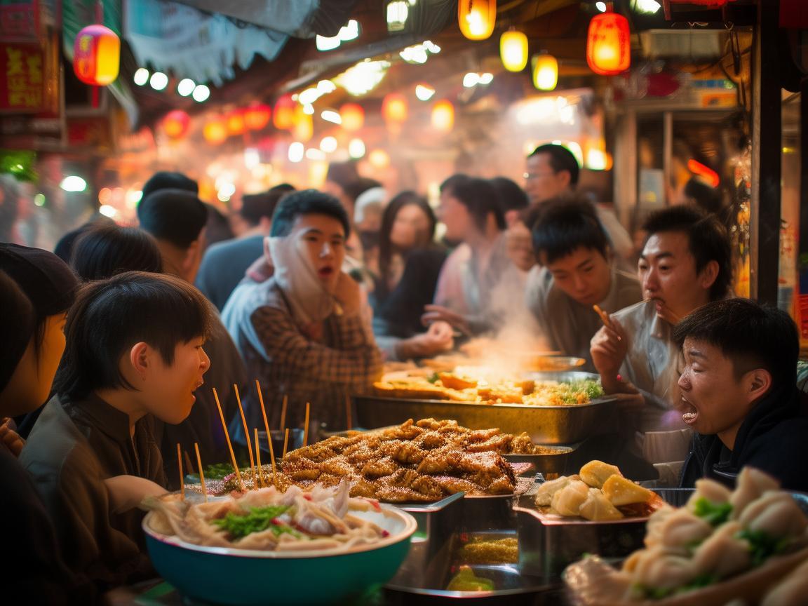 夜市美食节，舌尖狂欢下的心理百态